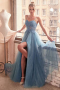 LACE & LAYERED TULLE A-LINE GOWN CDC150