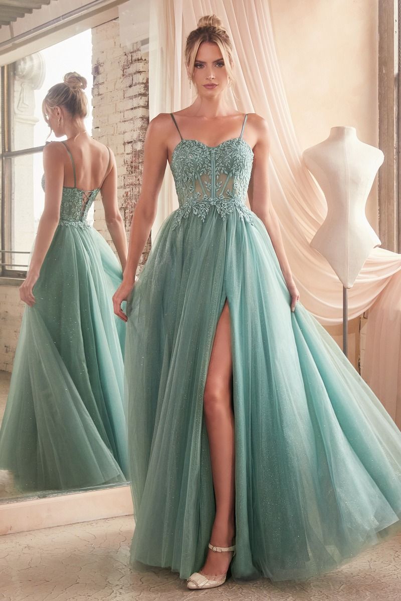 LACE & LAYERED TULLE A-LINE GOWN CDC150