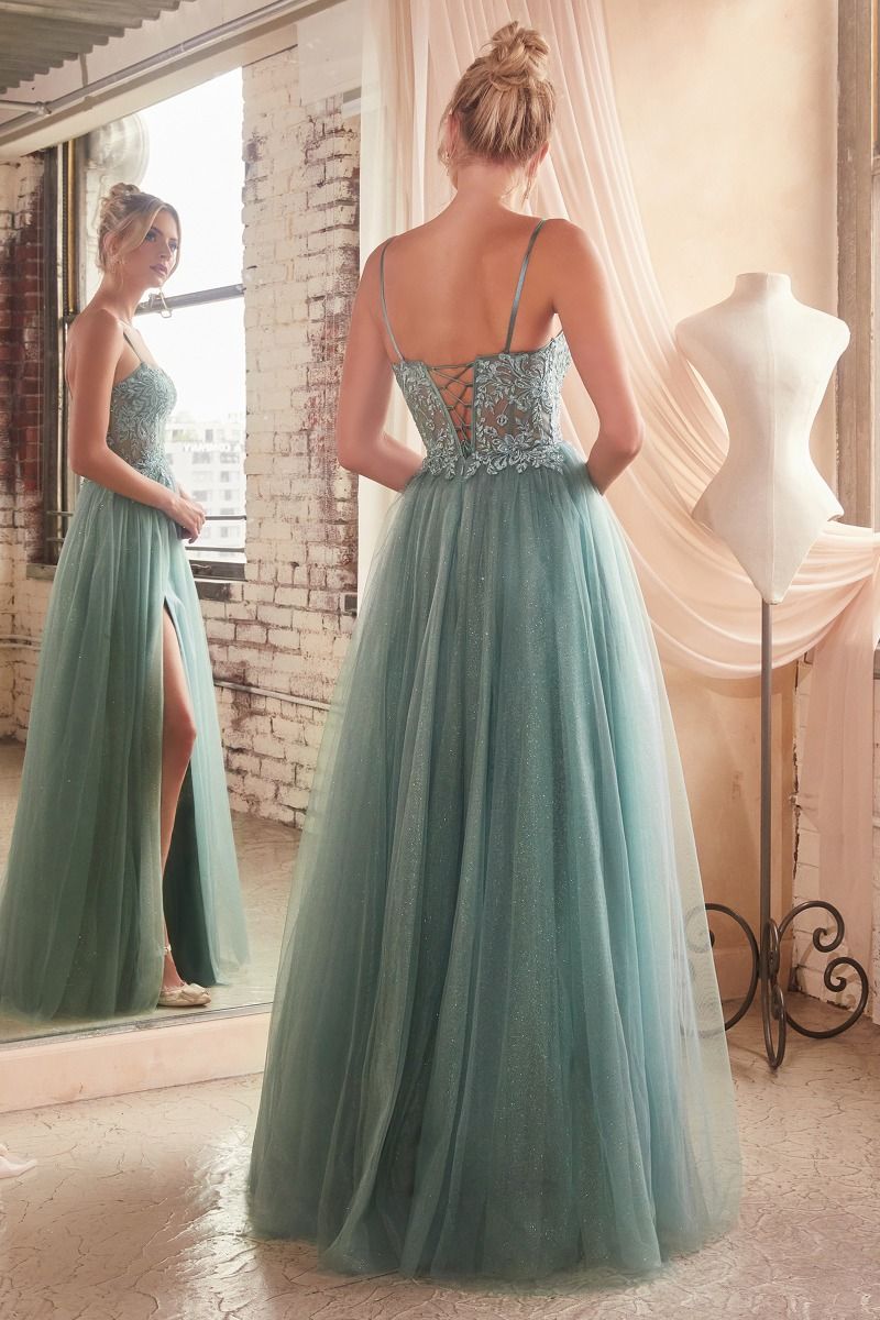 LACE & LAYERED TULLE A-LINE GOWN CDC150