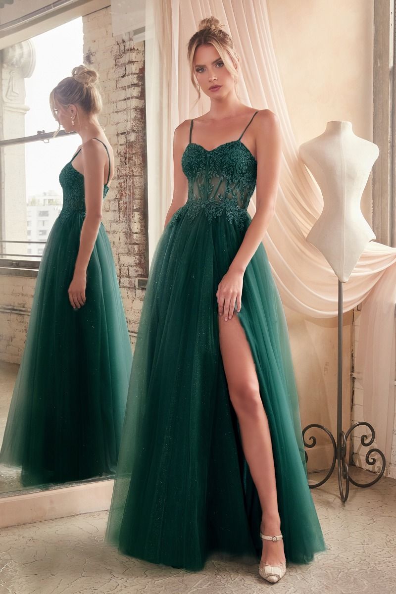 LACE & LAYERED TULLE A-LINE GOWN CDC150