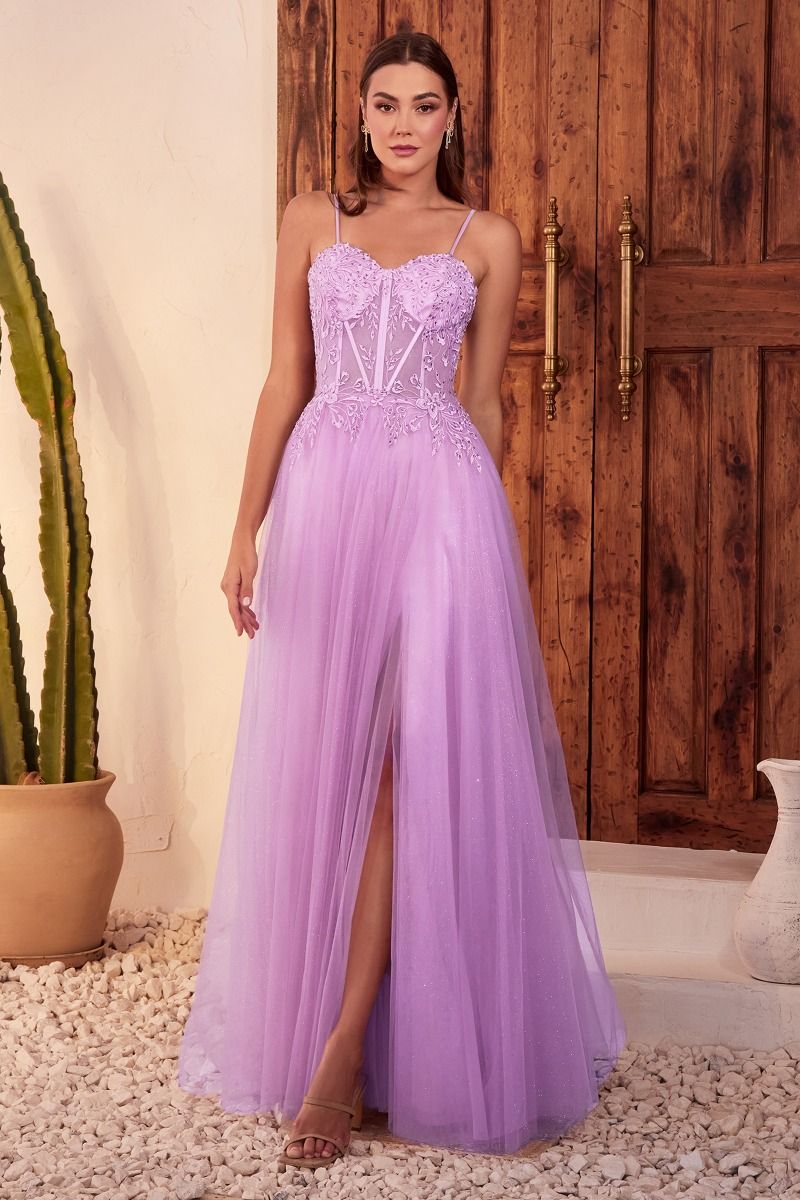 LACE & LAYERED TULLE A-LINE GOWN CDC150