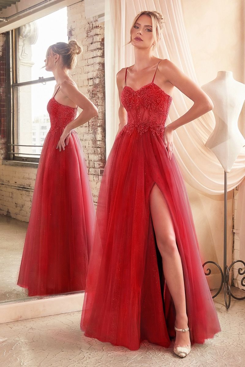 LACE & LAYERED TULLE A-LINE GOWN CDC150