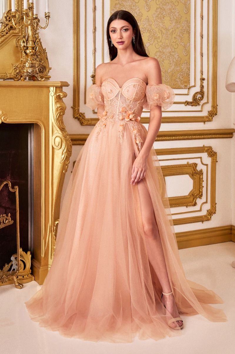 STRAPLESS FLORAL BALL GOWN CDCB080