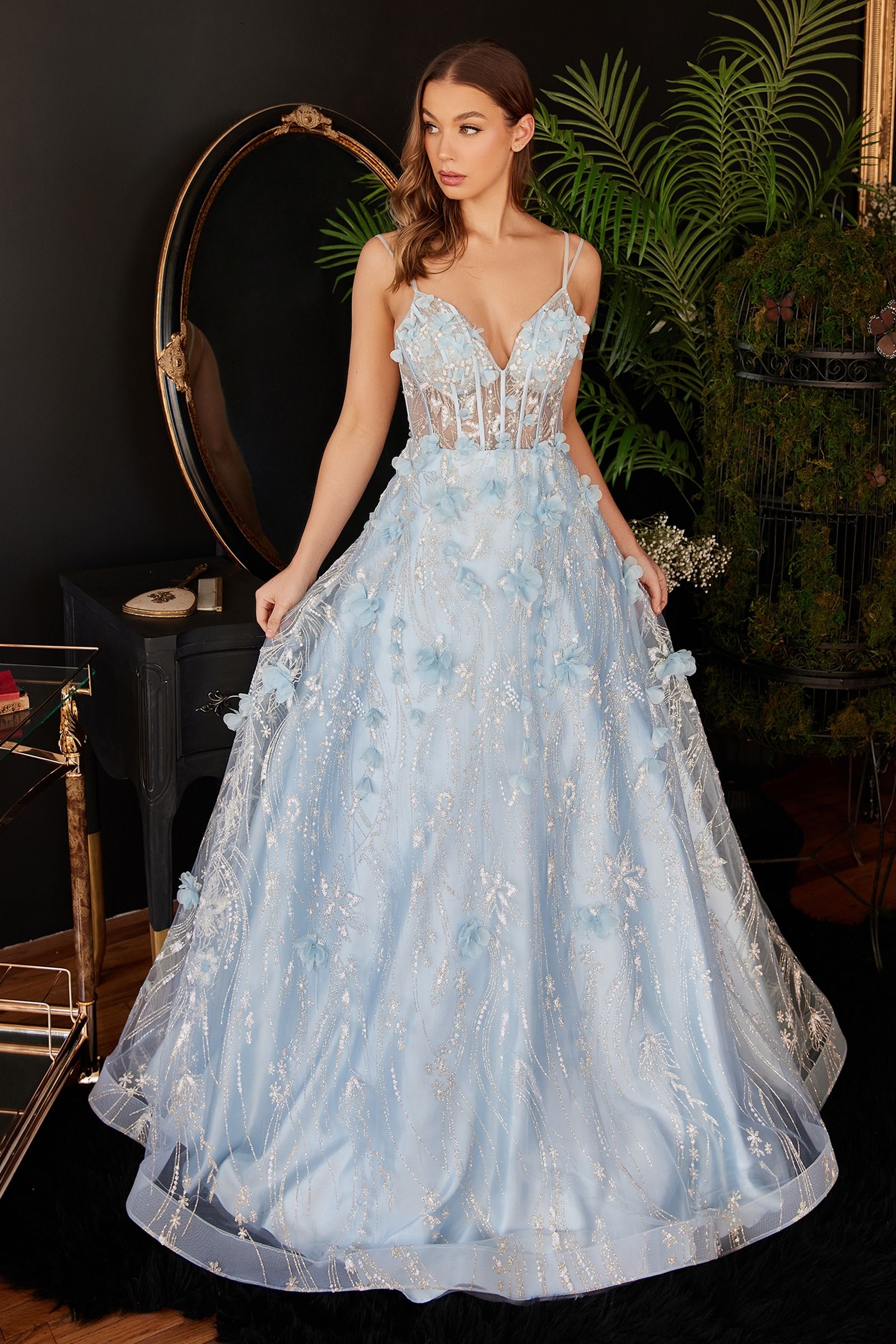 FLORAL APPLIQUE BALL GOWN CDCB105