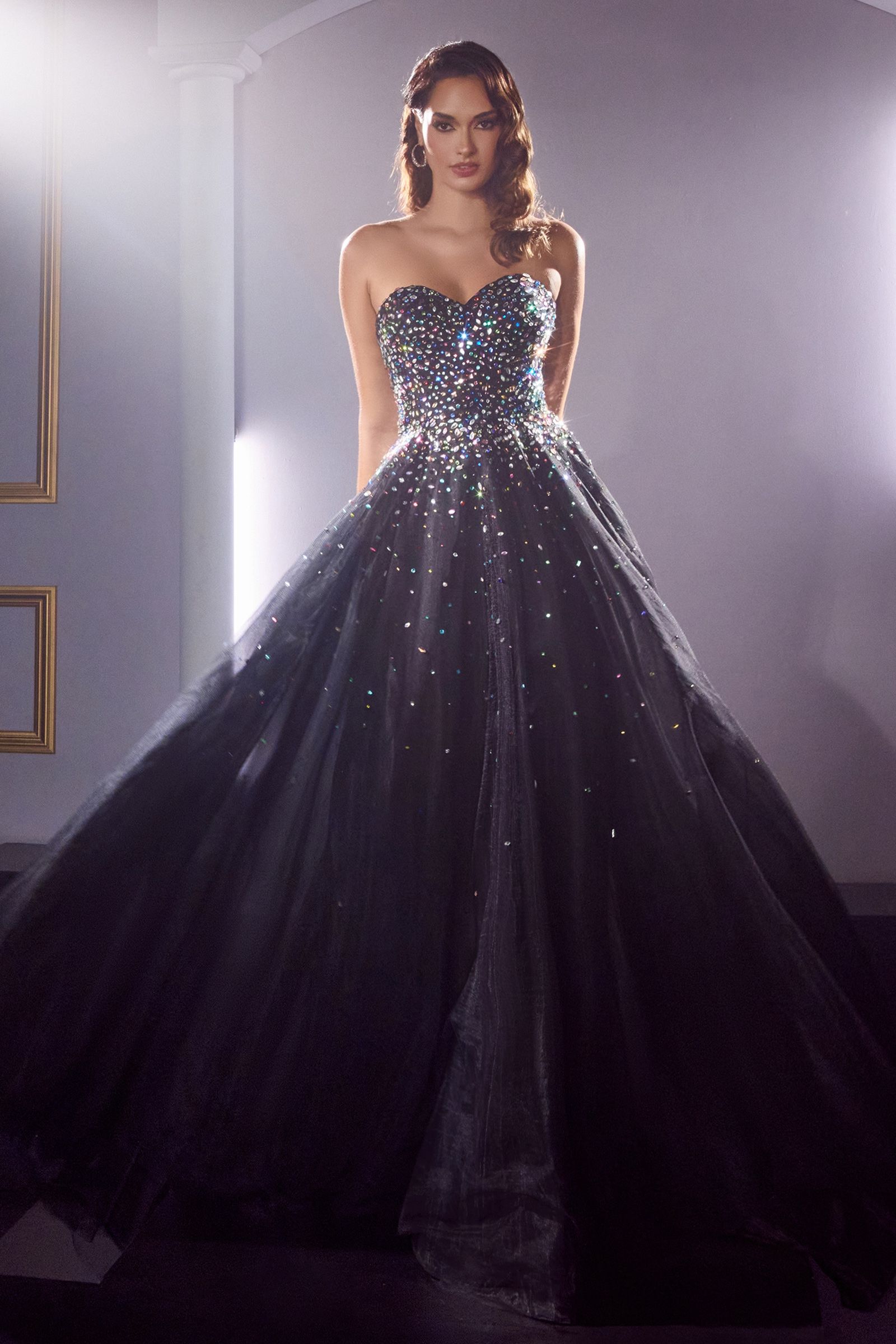 STRAPLESS BALL GOWN WITH JEWEL ACCENTS CDCB114