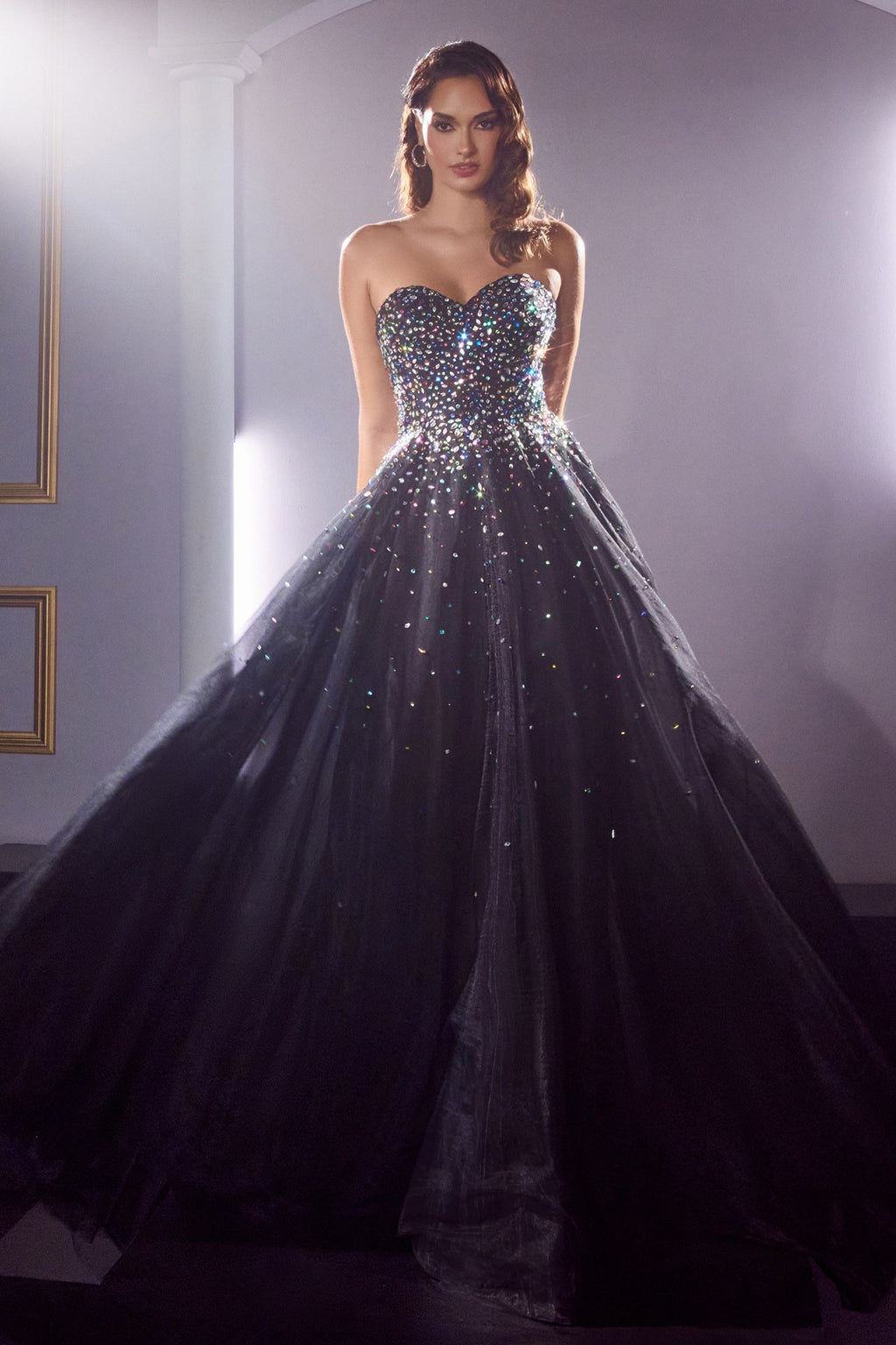 STRAPLESS BALL GOWN WITH JEWEL ACCENTS CDCB114