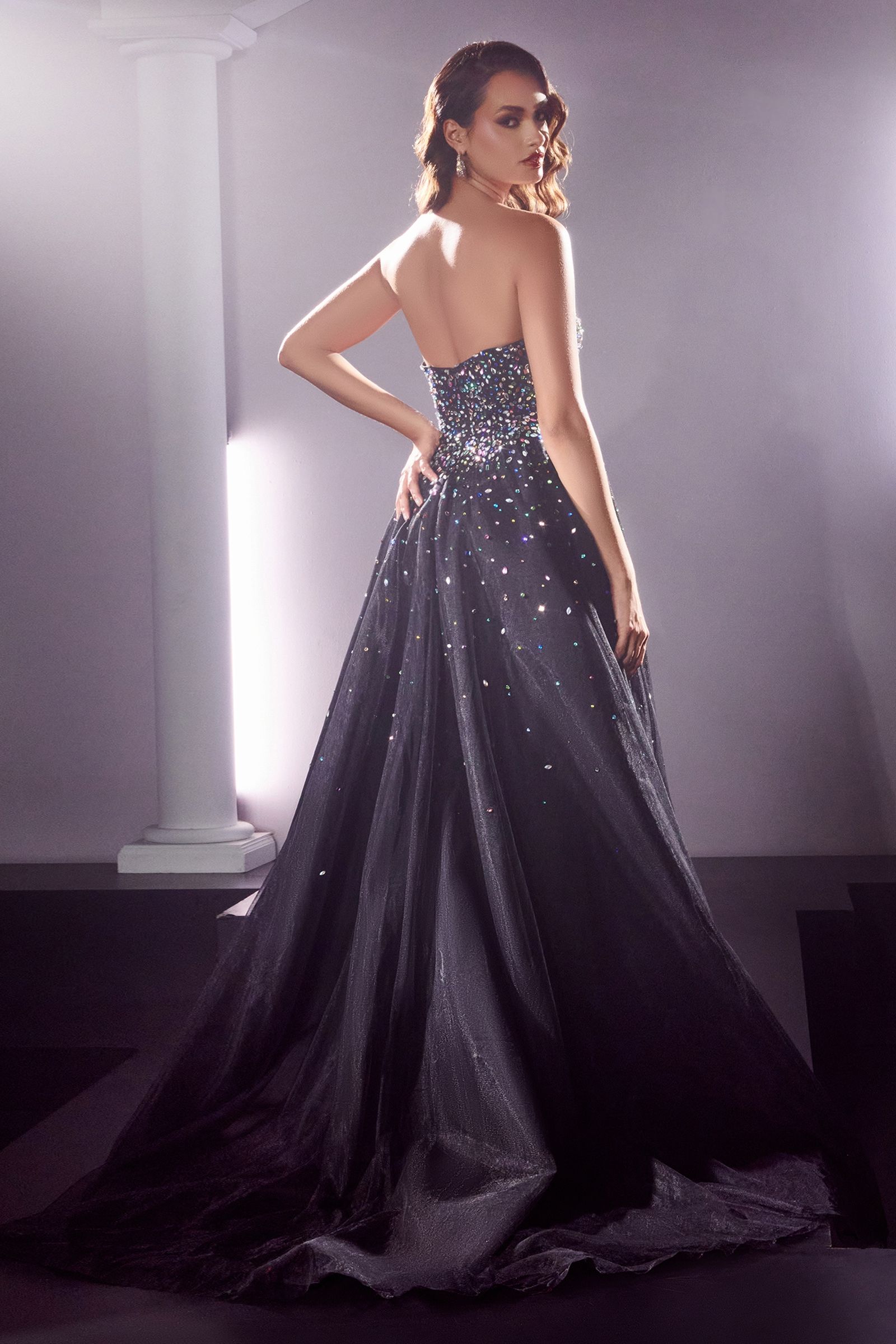 STRAPLESS BALL GOWN WITH JEWEL ACCENTS CDCB114