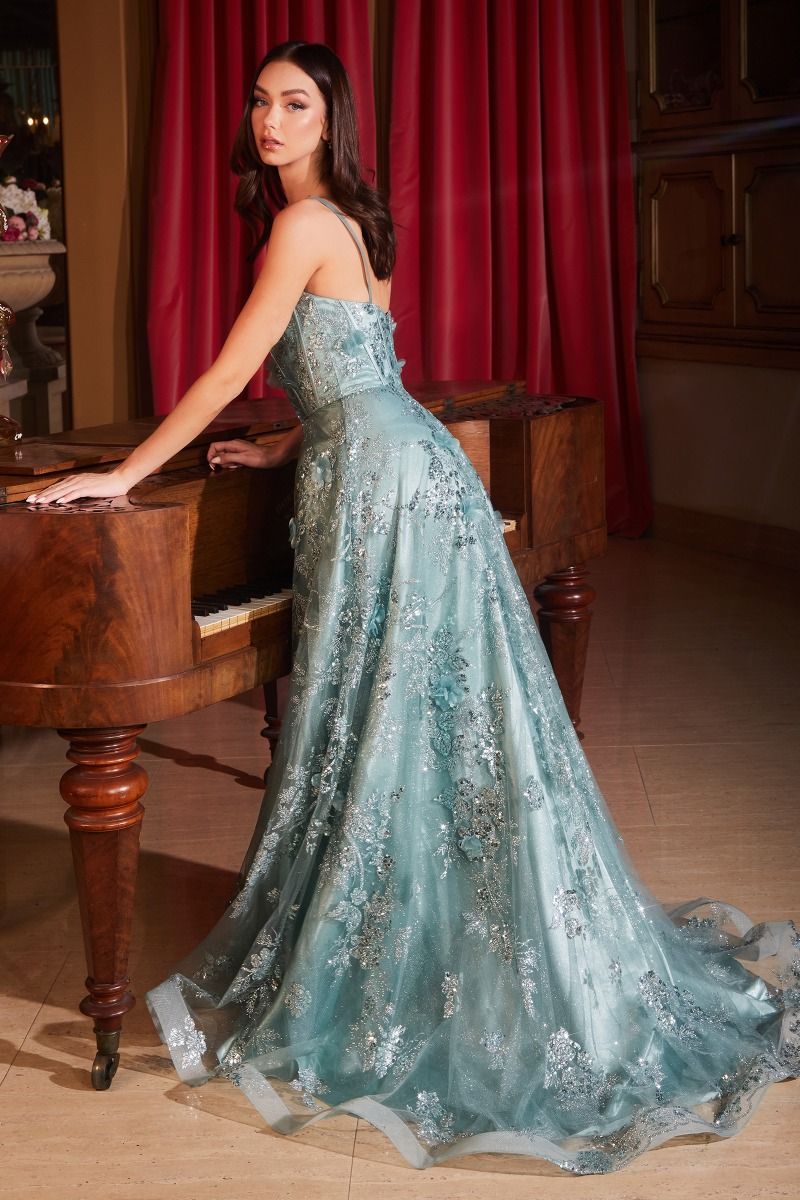 SEQUIN FLORAL PRINTED A-LINE DRESS CDCB144