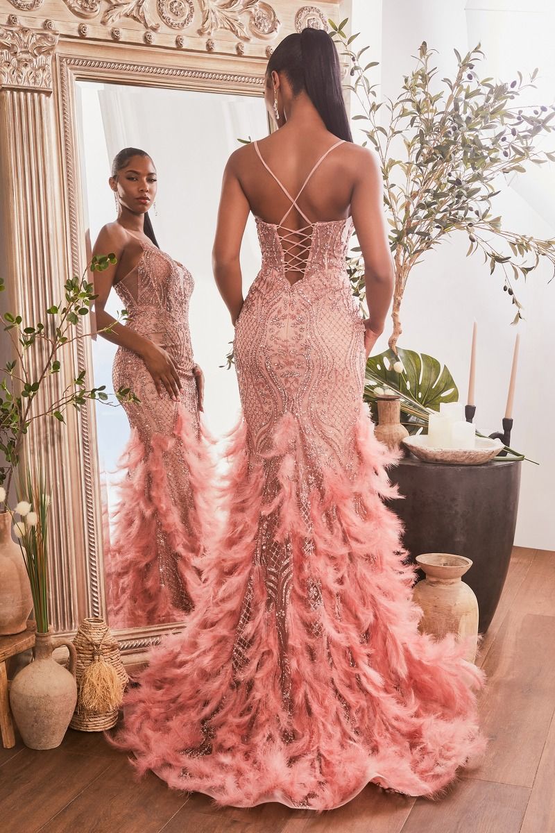 FEATHERED MERMAID GOWN CDCC1608