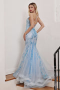 GLITTER PRINTED MERMAID GOWN CDCC2279