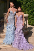 Fully Embellished & Feathered Mermaid Illusion Sweetheart Long Prom Dress CDCC2308