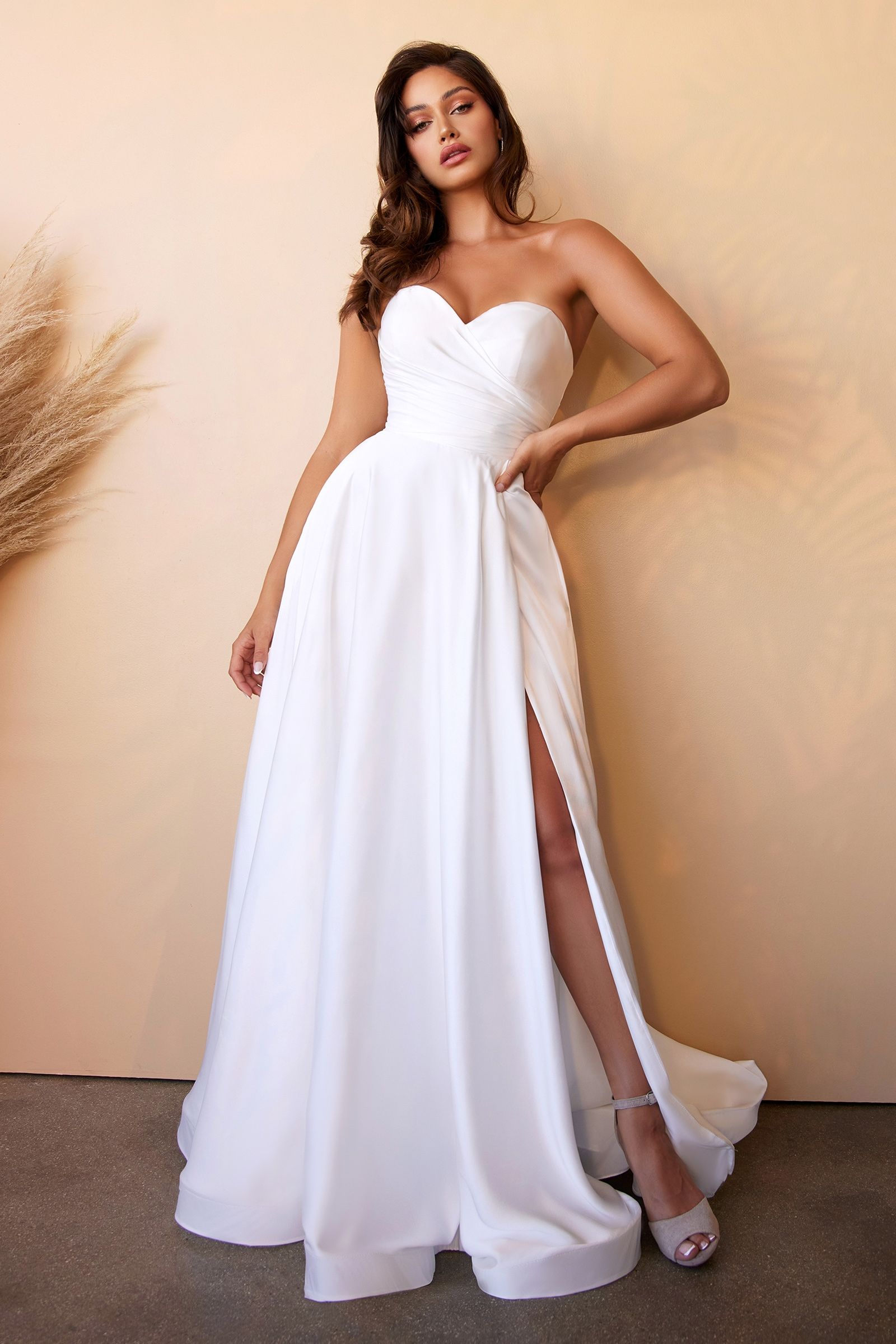 SATIN STRAPLESS BRIDAL BALL GOWN CDCD0166W