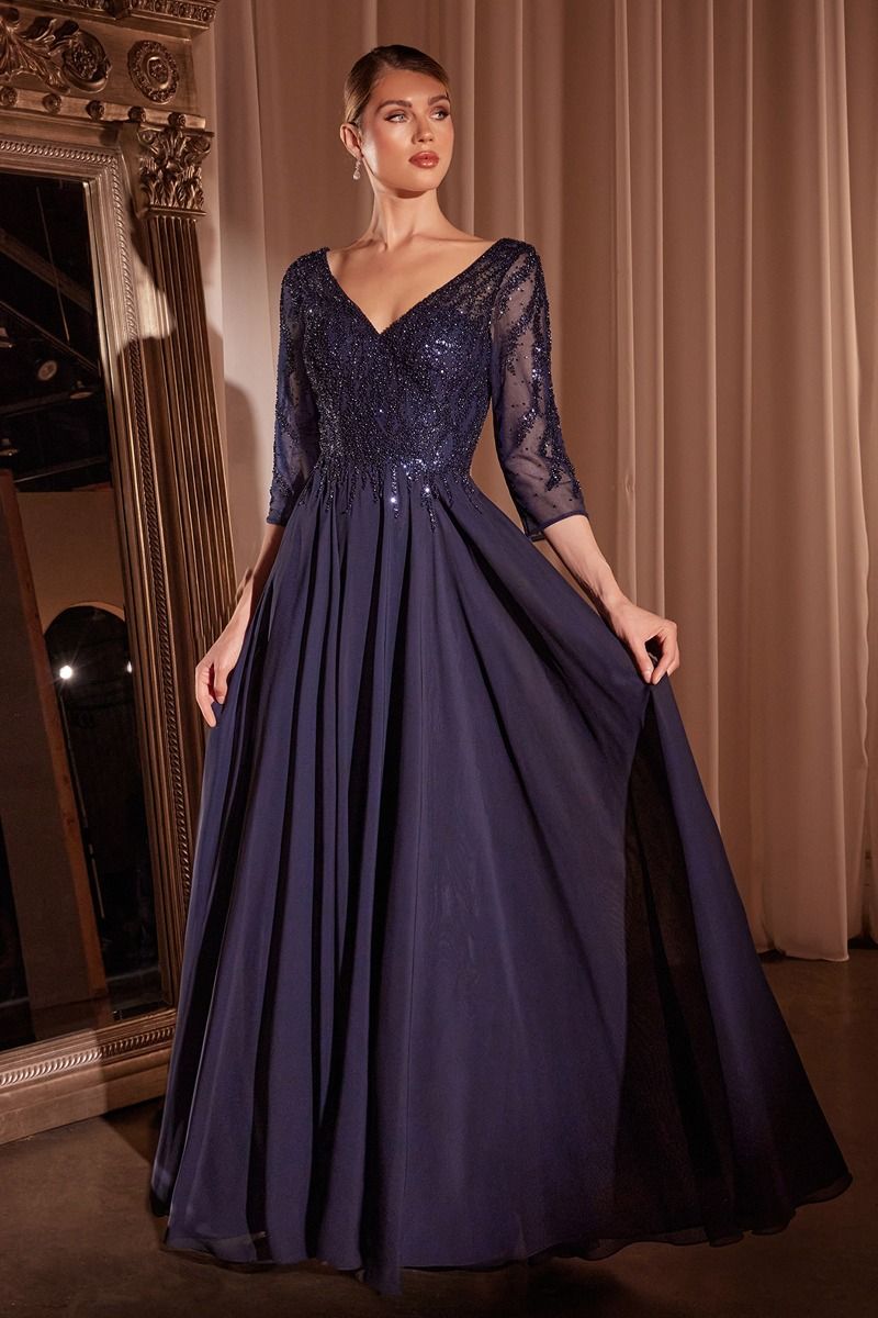 Chiffon A-Line Gown Long Sleeves CDCD0171