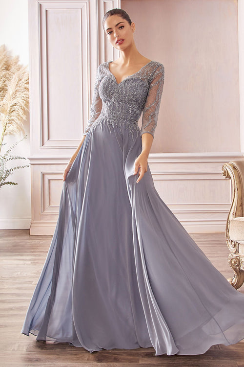 Chiffon A-Line Gown Long Sleeves CDCD0171