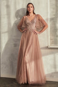 LAYERED TULLE A-LINE GOWN CDCD0175