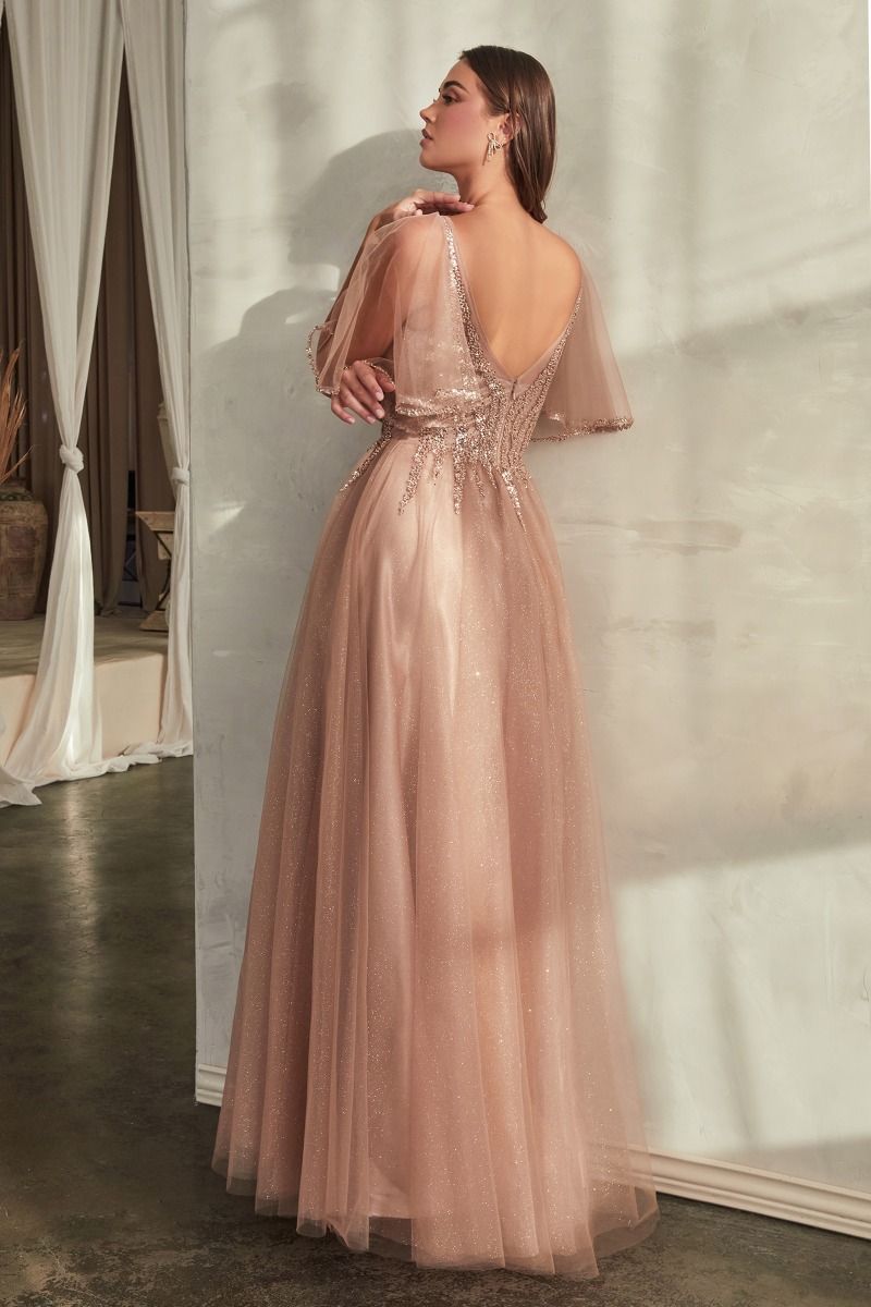 LAYERED TULLE A-LINE GOWN CDCD0175
