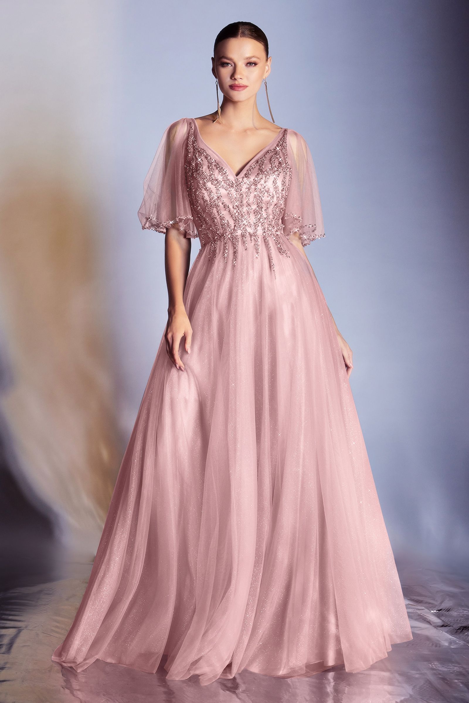 LAYERED TULLE A-LINE GOWN CDCD0175