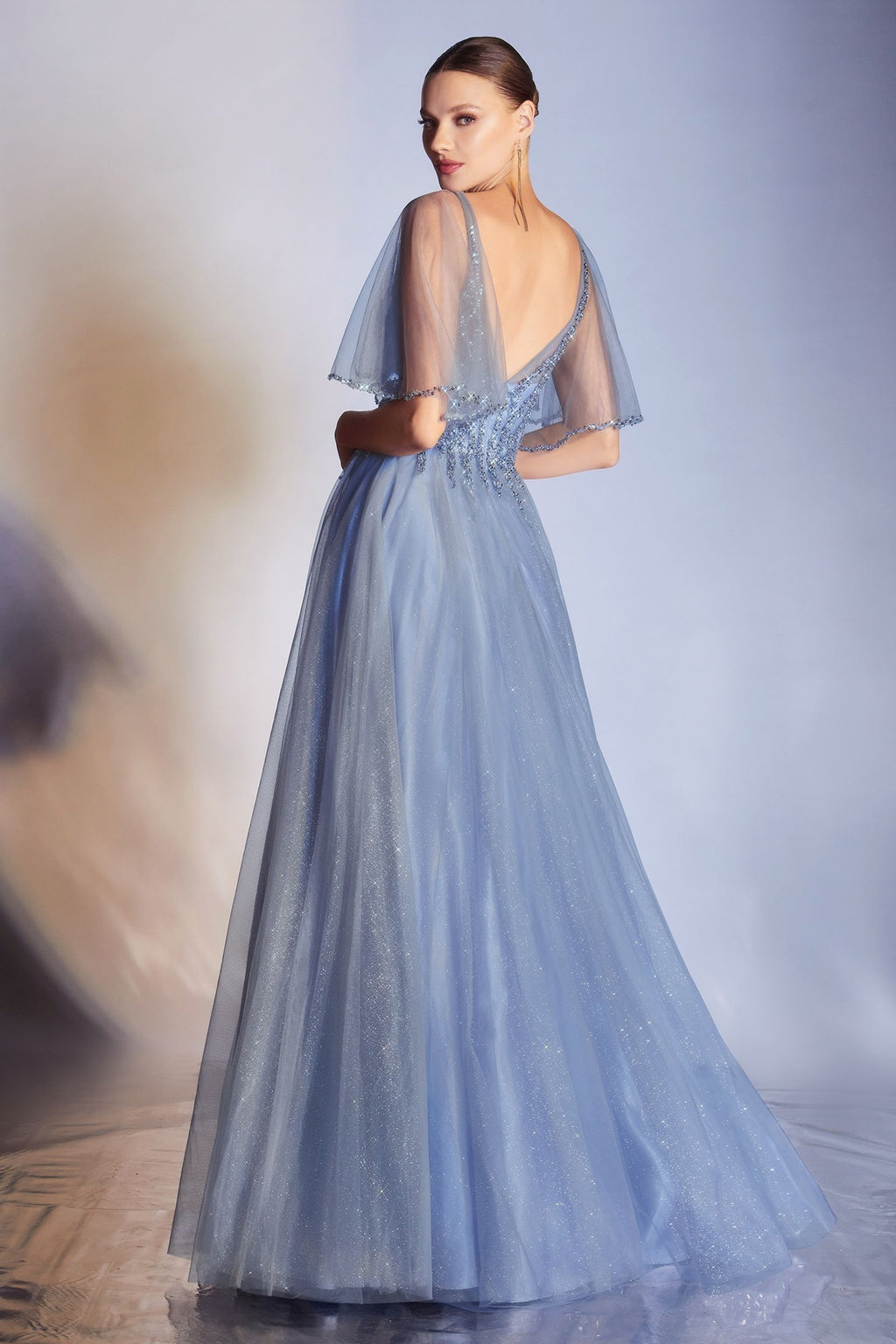 LAYERED TULLE A-LINE GOWN CDCD0175