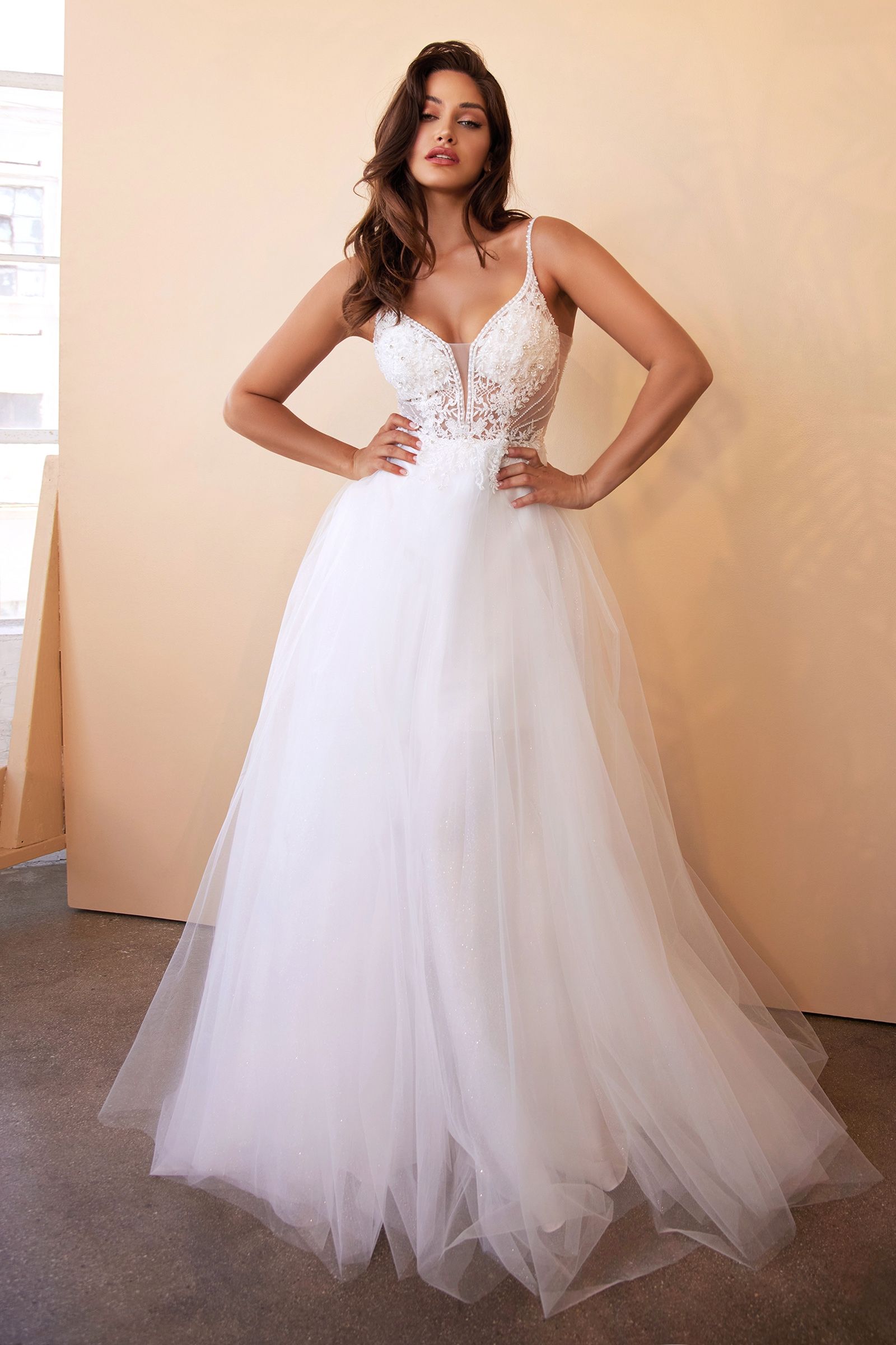 LAYERED TULLE A-LINE BRIDAL GOWN CDCD0195W