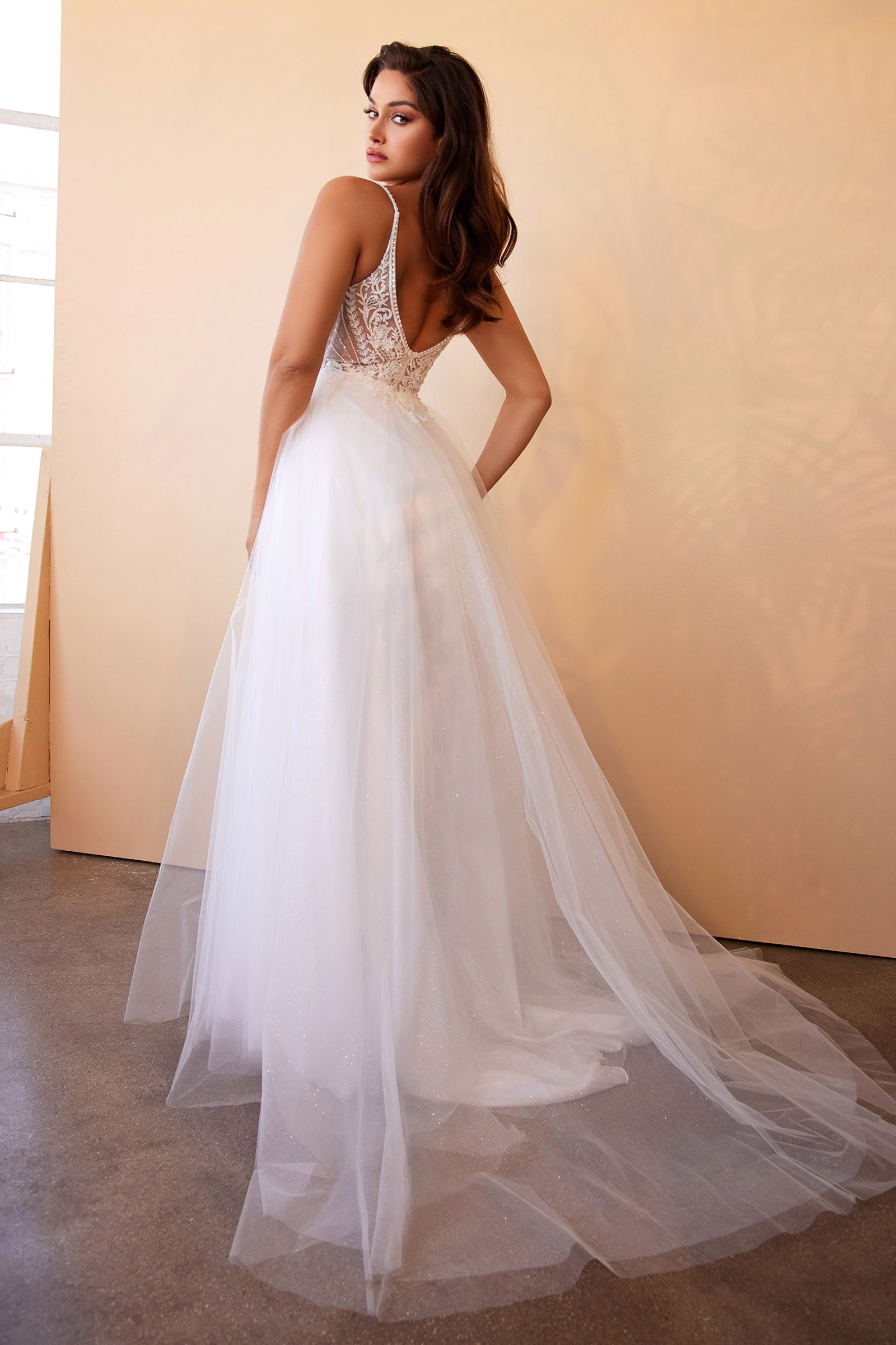 LAYERED TULLE A-LINE BRIDAL GOWN CDCD0195W