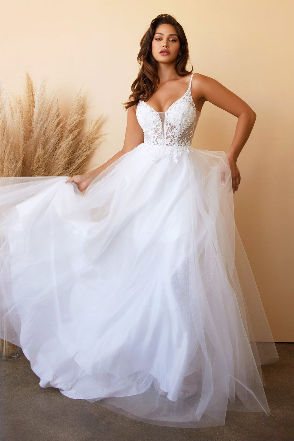 LAYERED TULLE A-LINE BRIDAL GOWN CDCD0195W