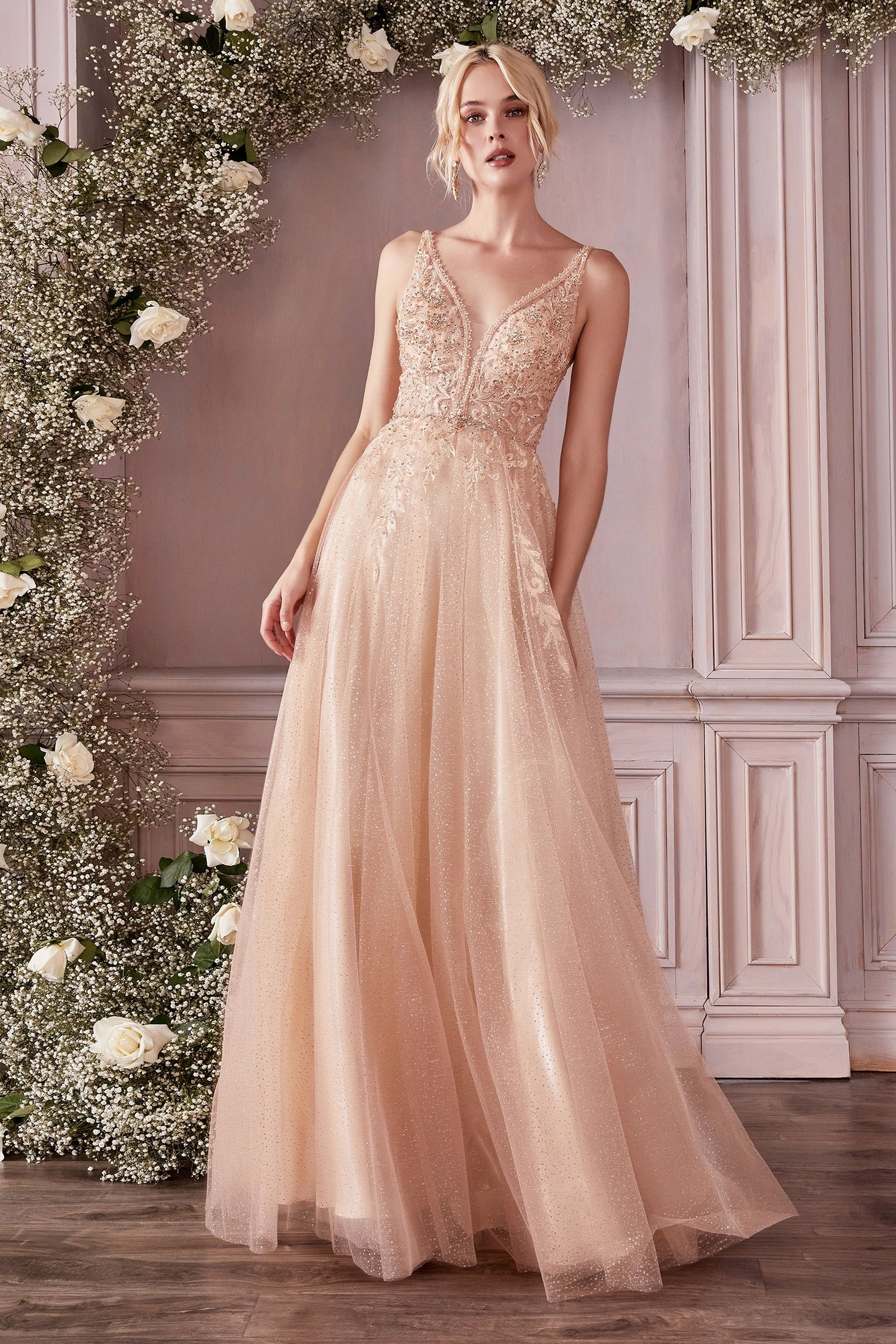 LAYERED TULLE A-LINE GOWN CDCD0196