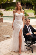 OFF THE SHOULDER SEQUIN WEDDING GOWN CDCD0203W