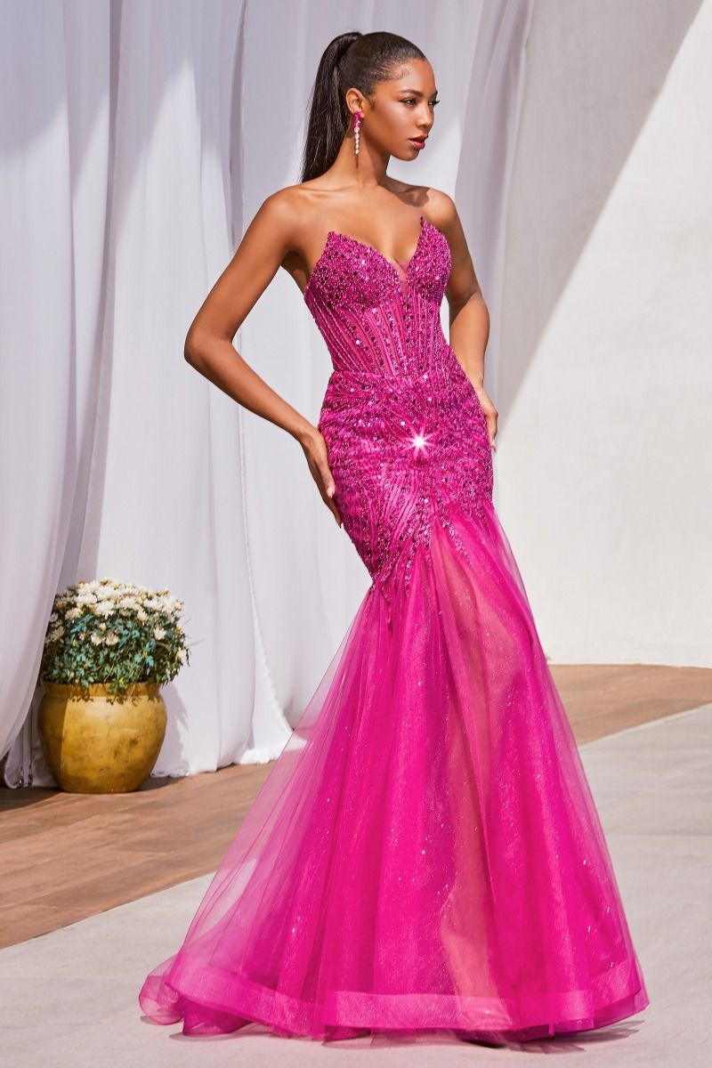 STRAPLESS BEADED MERMAID DRESS CDCD0214
