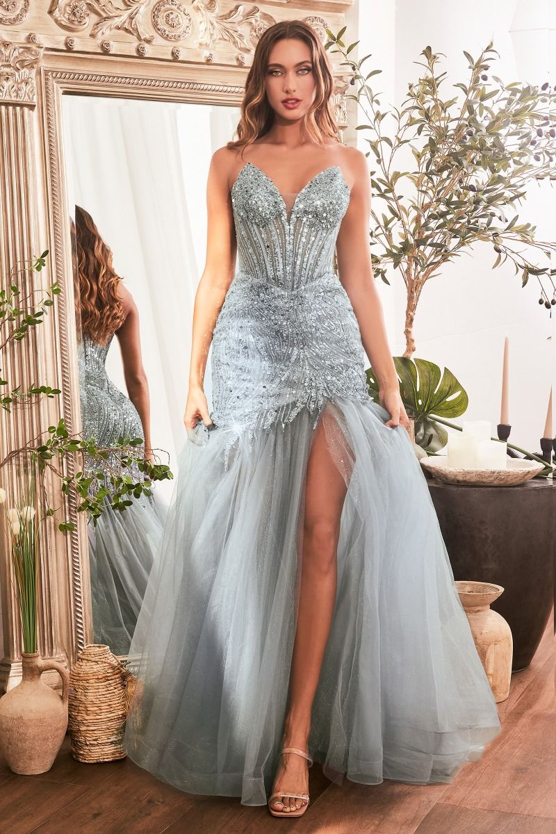 STRAPLESS BEADED MERMAID DRESS CDCD0214