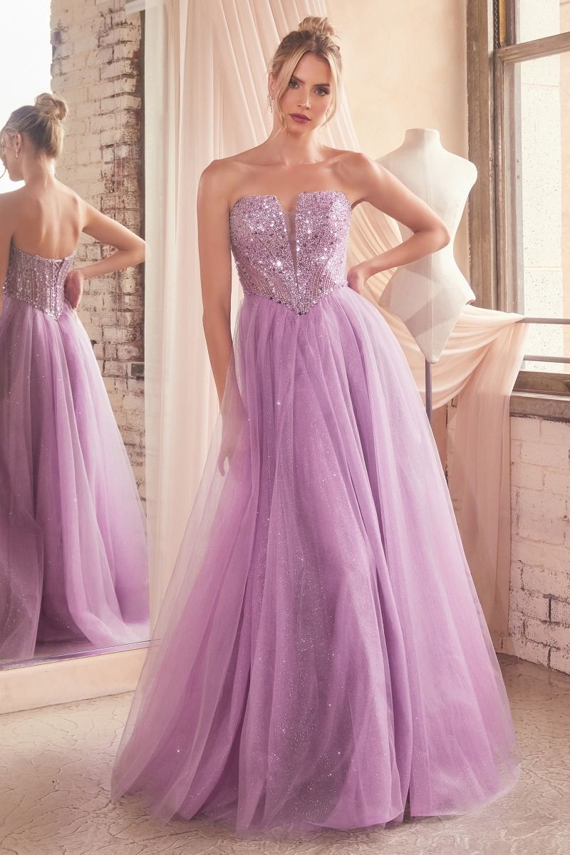 Royal Blue, Lilac, Champagne & Slate Blue Strapless Glitter Ball Gown | Sweetheart Tulle Formal Dress  CDCD0217