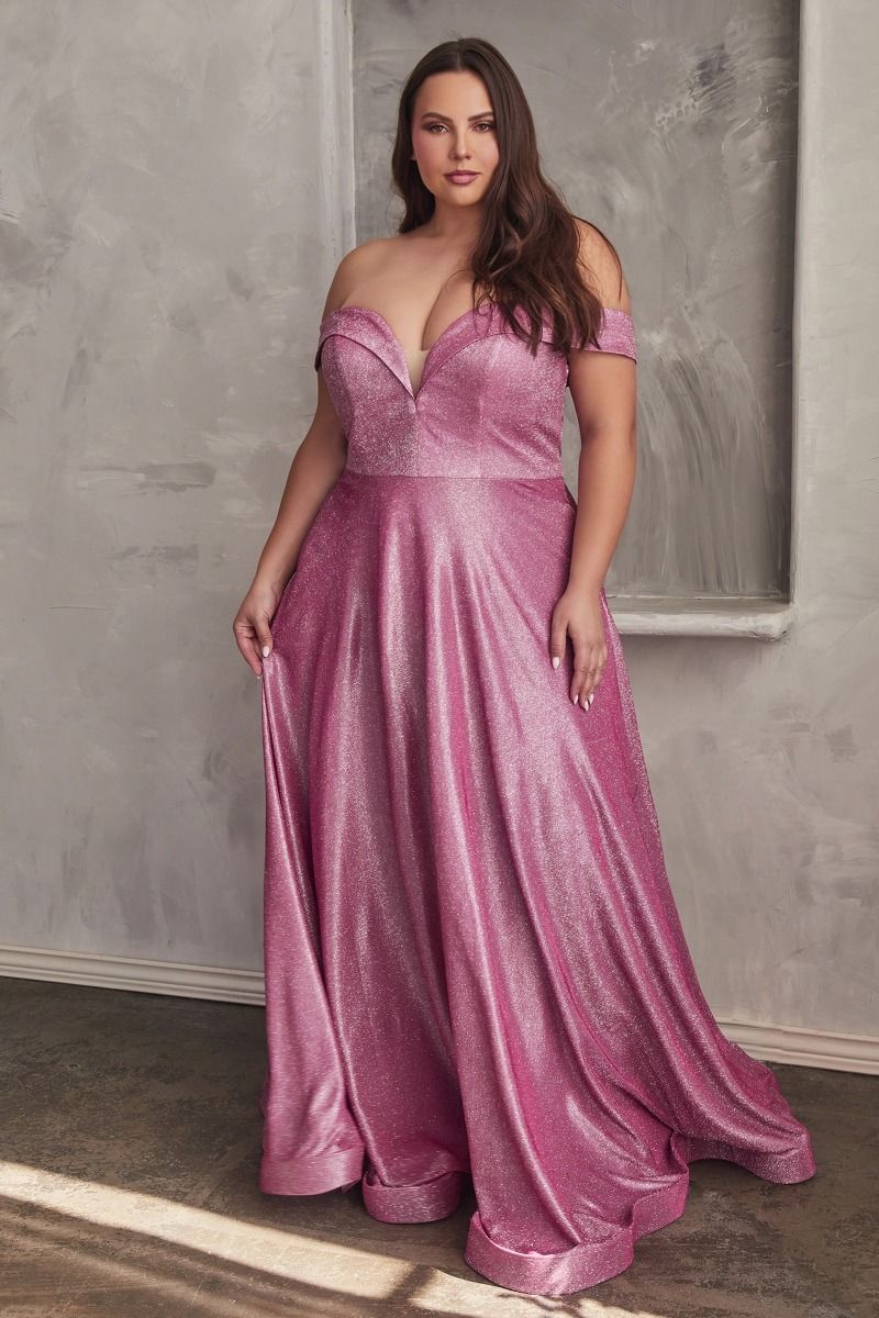 Metallic ball gown, off the shoulder CDCD210C