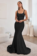 Hot Pink |  Black |  Emerald Green Sleeveless Fitted Mermaid Gown CDCD2219