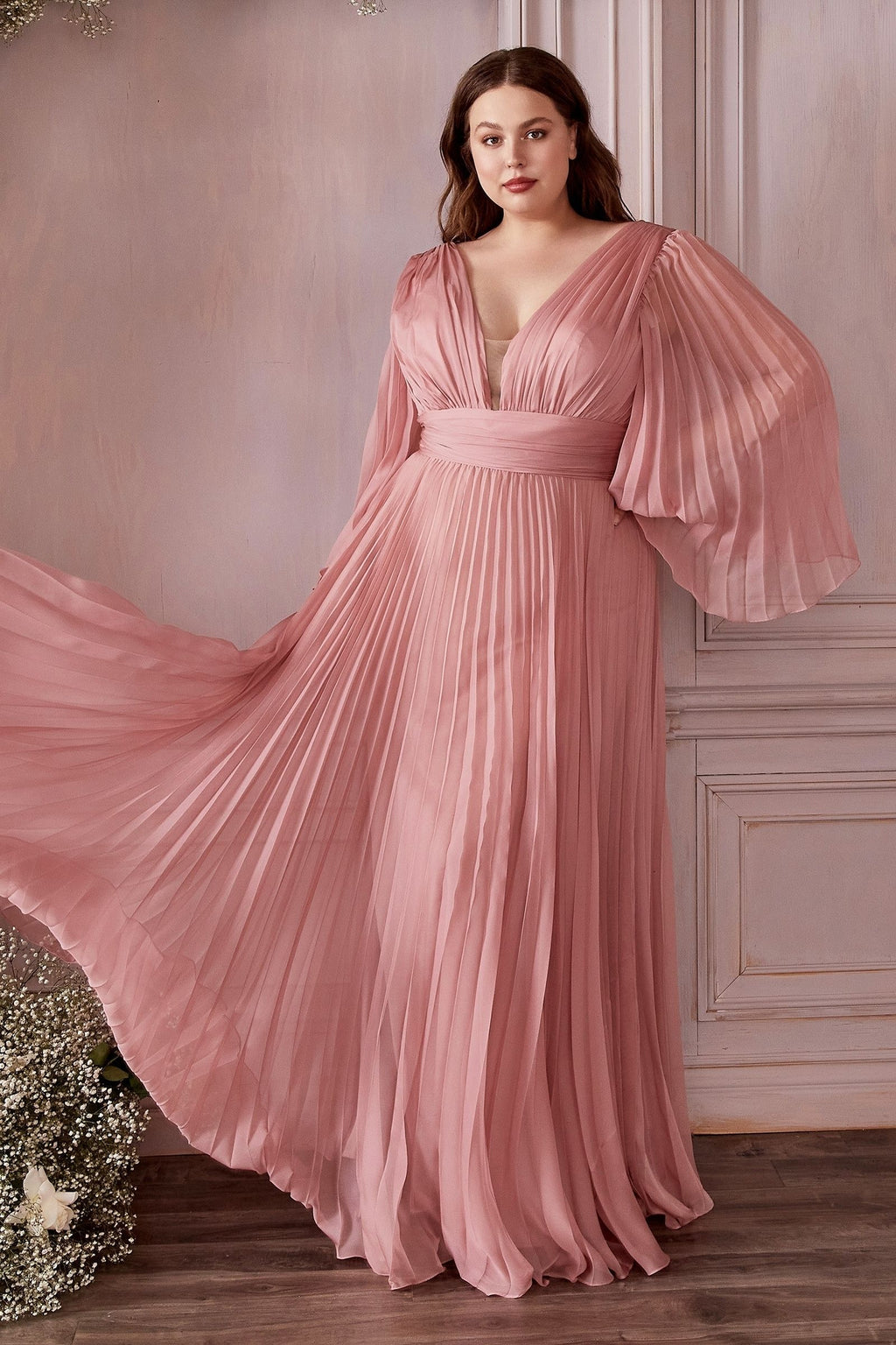 Chiffon Gown, Long Sleeve CDCD242C