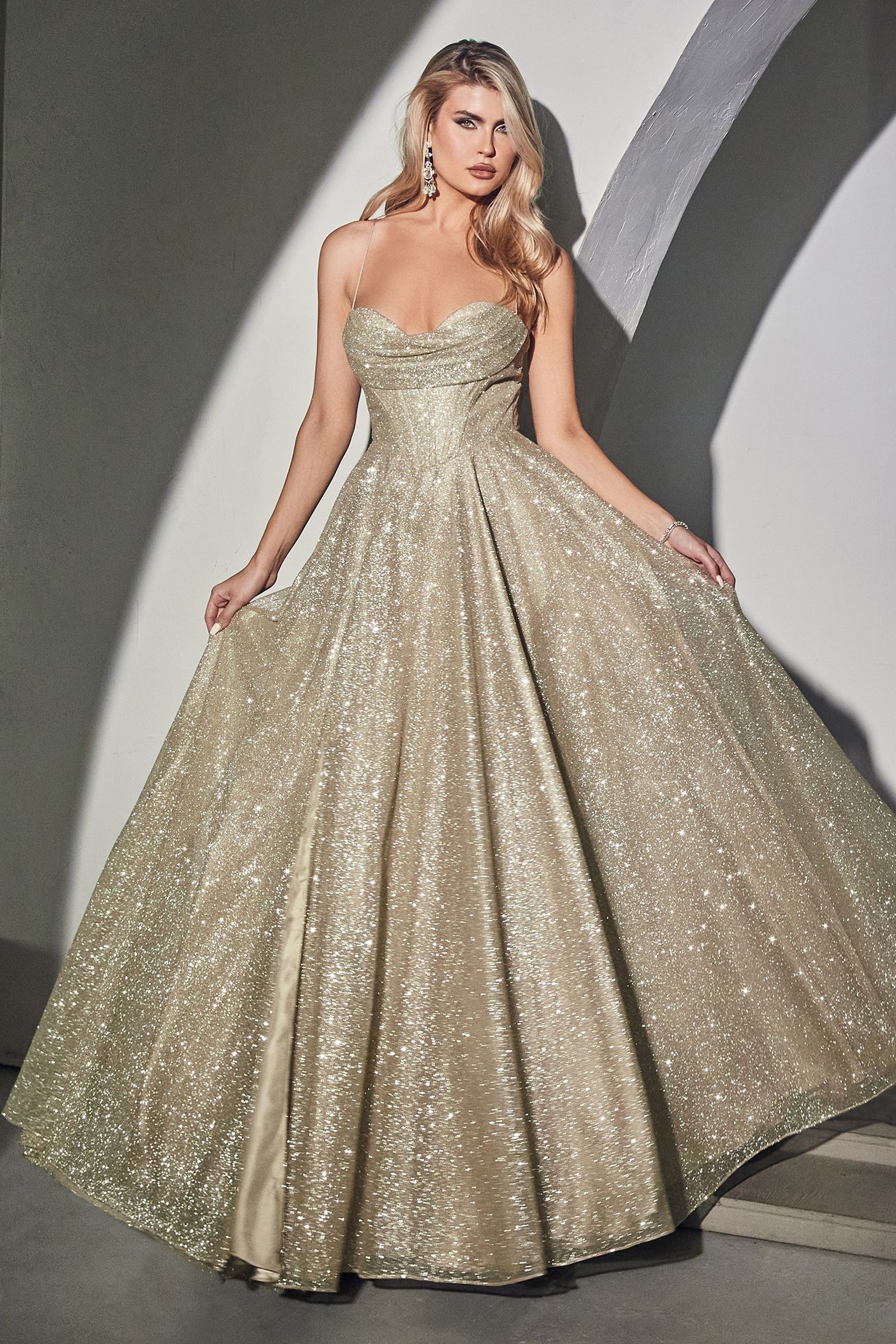 Glitter Ball Gown w/ Lace-Up Corset CDCD252