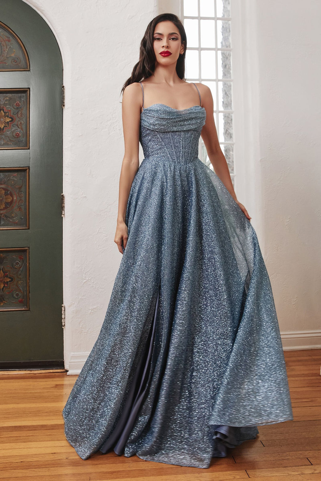 Glitter Ball Gown w/ Lace-Up Corset CDCD252