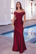 OFF THE SHOULDER A-LINE SATIN DRESS CDCD325