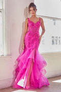 FUCHSIA MERMAID EMBELLISHED GOWN CDCD331