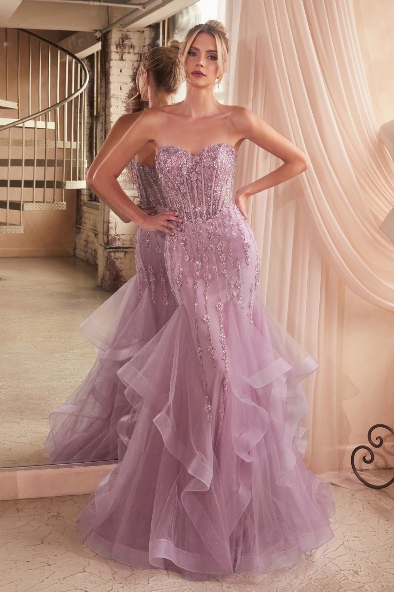 TIERED MERMAID GOWN WITH EMBELLISHMENTS CDCD332