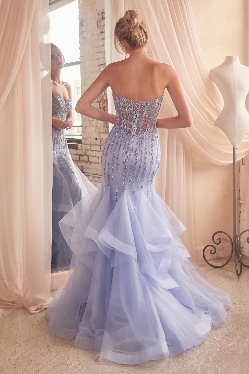 TIERED MERMAID GOWN WITH EMBELLISHMENTS CDCD332