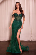 FULLY EMBELLISHED OFF THE SHOULDER EVENING GOWN CDCD848