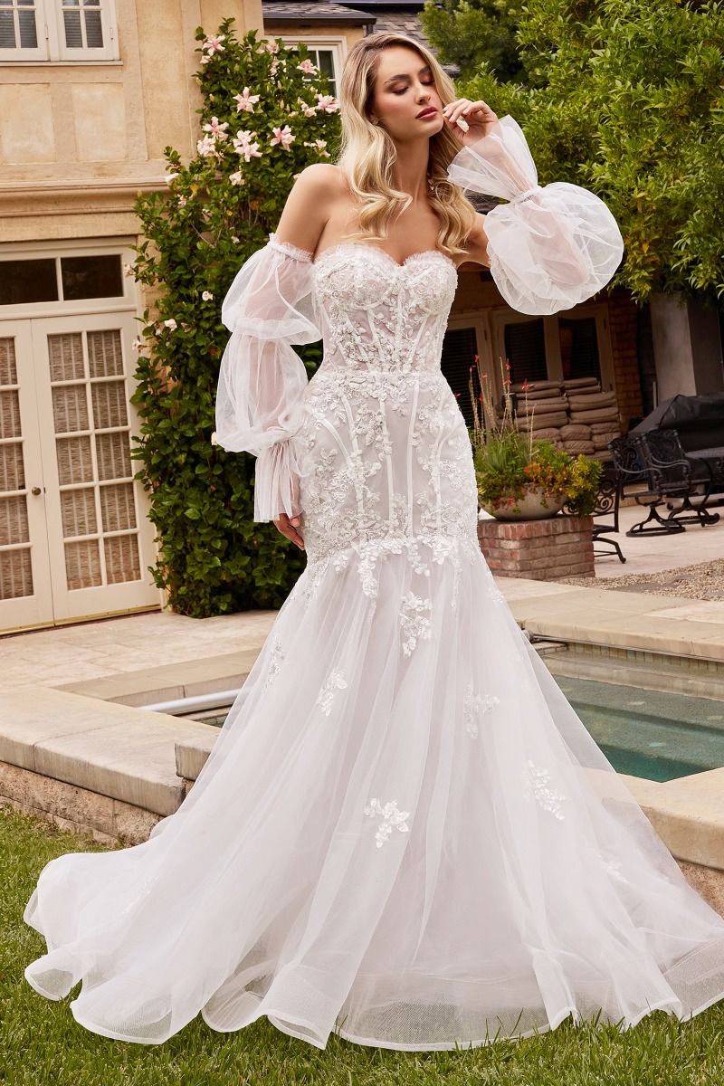 STRAPLESS MERMAID WEDDING DRESS & REMOVABLE SLEEVES CDCD858W