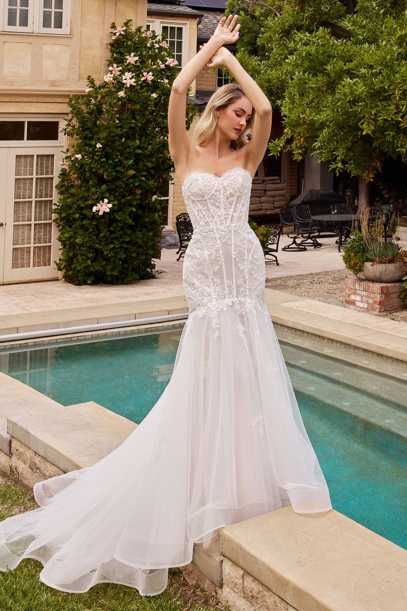 STRAPLESS MERMAID WEDDING DRESS & REMOVABLE SLEEVES CDCD858W