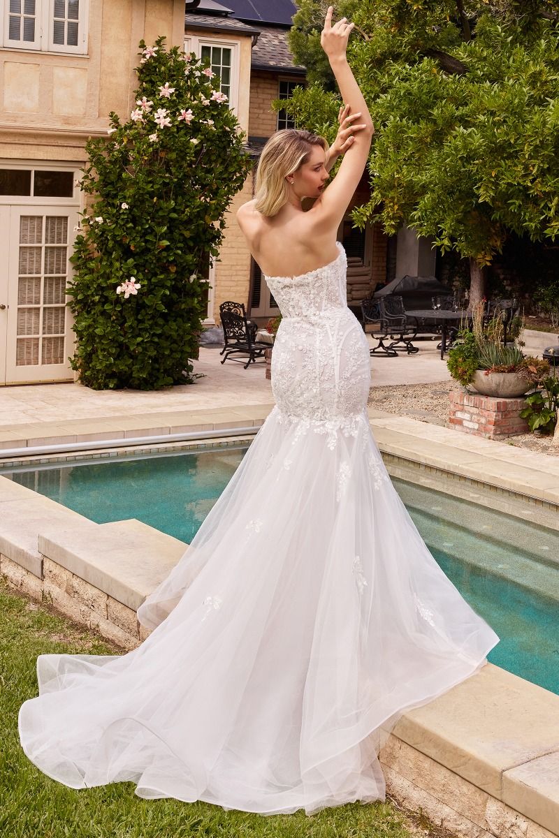 STRAPLESS MERMAID WEDDING DRESS & REMOVABLE SLEEVES CDCD858W