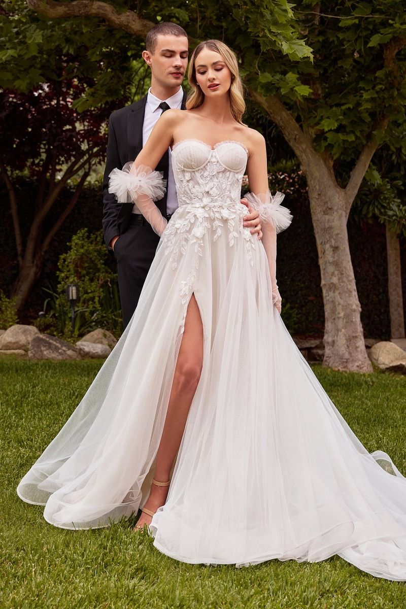 STRAPLESS A-LINE BRIDAL GOWN WITH GLOVES CDCD859W