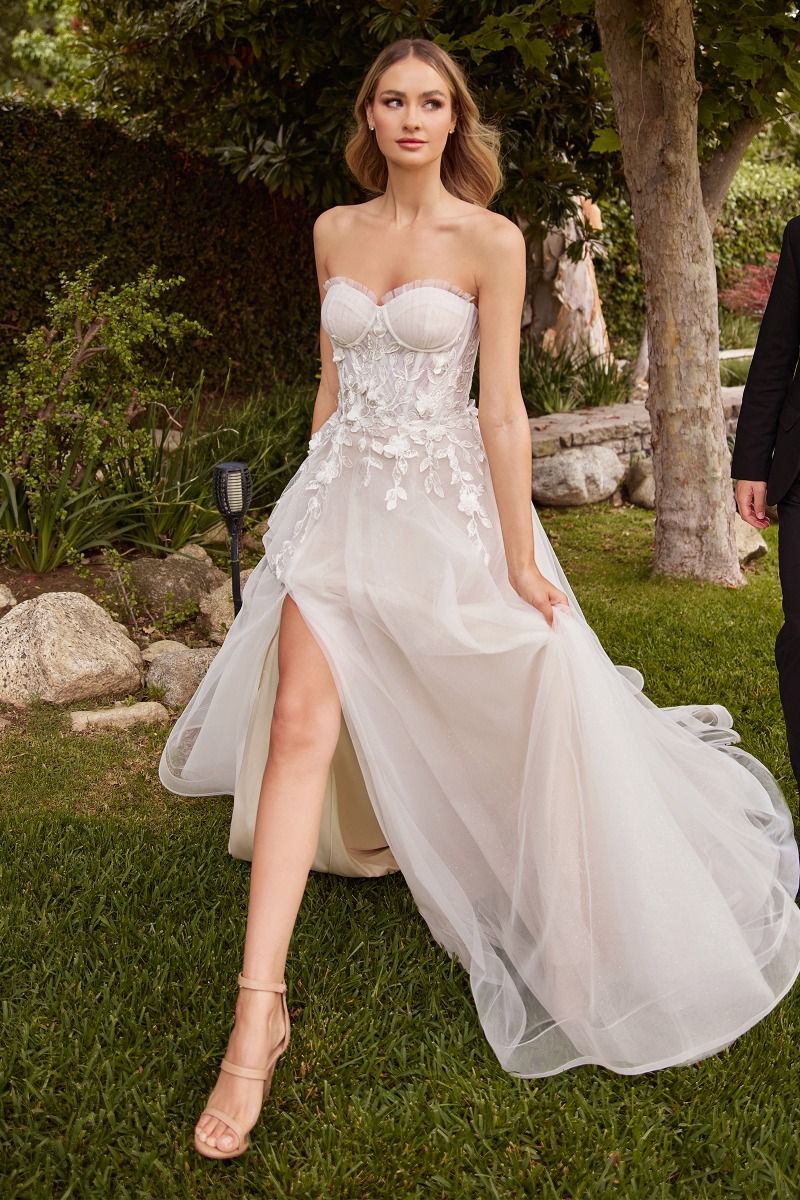 STRAPLESS A-LINE BRIDAL GOWN WITH GLOVES CDCD859W