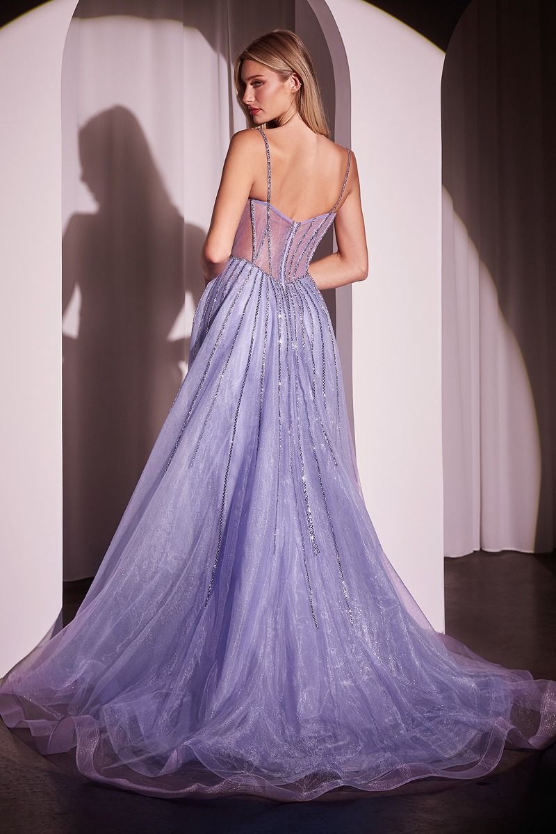 BEADED FITTED GOWN WITH OVERSKIRT CDCD863