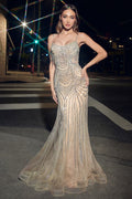 FRINGE EMBELLISHED MERMAID GOWN CDCD866