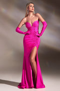 STRAPLESS GLITTER STRETCH GOWN WITH GLOVES CDCD889