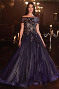 Strapless Glitter Sequin Tulle A-line Detachable Floral Shawl Embellished Long Prom