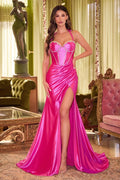 SATIN HALTER DRESS WITH RHINESTONE DETAILS CDCDS492